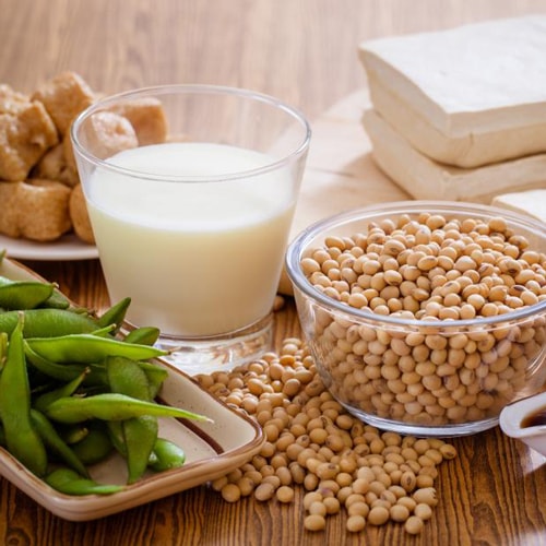 Potravin bohaté na fytoestrogény – napr. sójové mlieko, tofu, mliečne výrobky, oriešky môžu prispieť k rastu pŕs