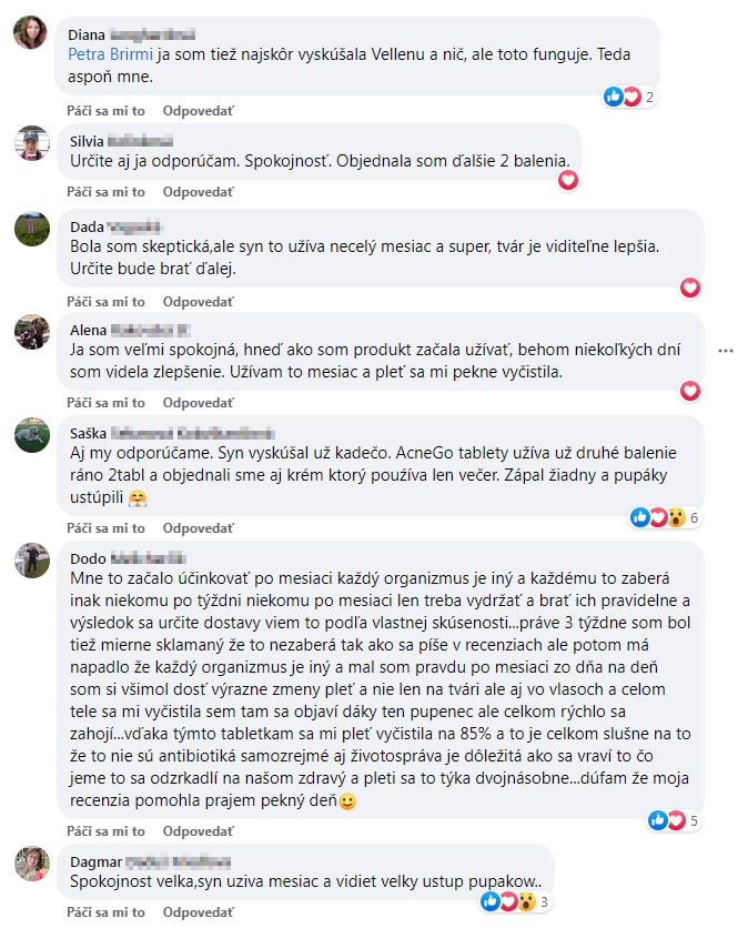 komentáre zákazníkov na Facebooku