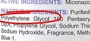 produkt obsahuje polyetylén glykol podľa etikety