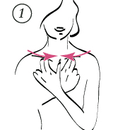 masáž pre zväčšenie pŕs - prekrížte ruky a prstami prechádzajte tesne popod kľúčne kosti. 